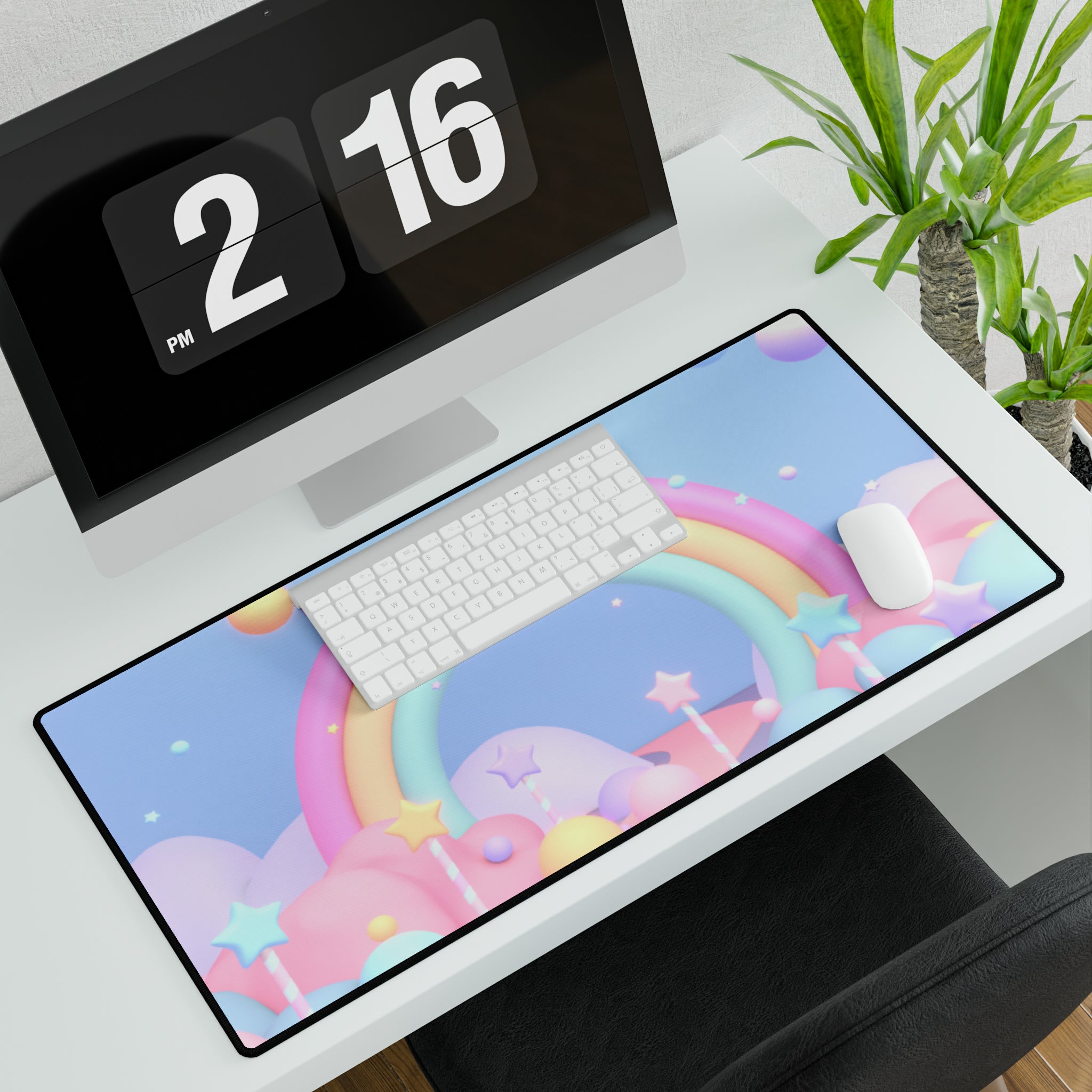 Cotton Candy Rainbows Desk Mat