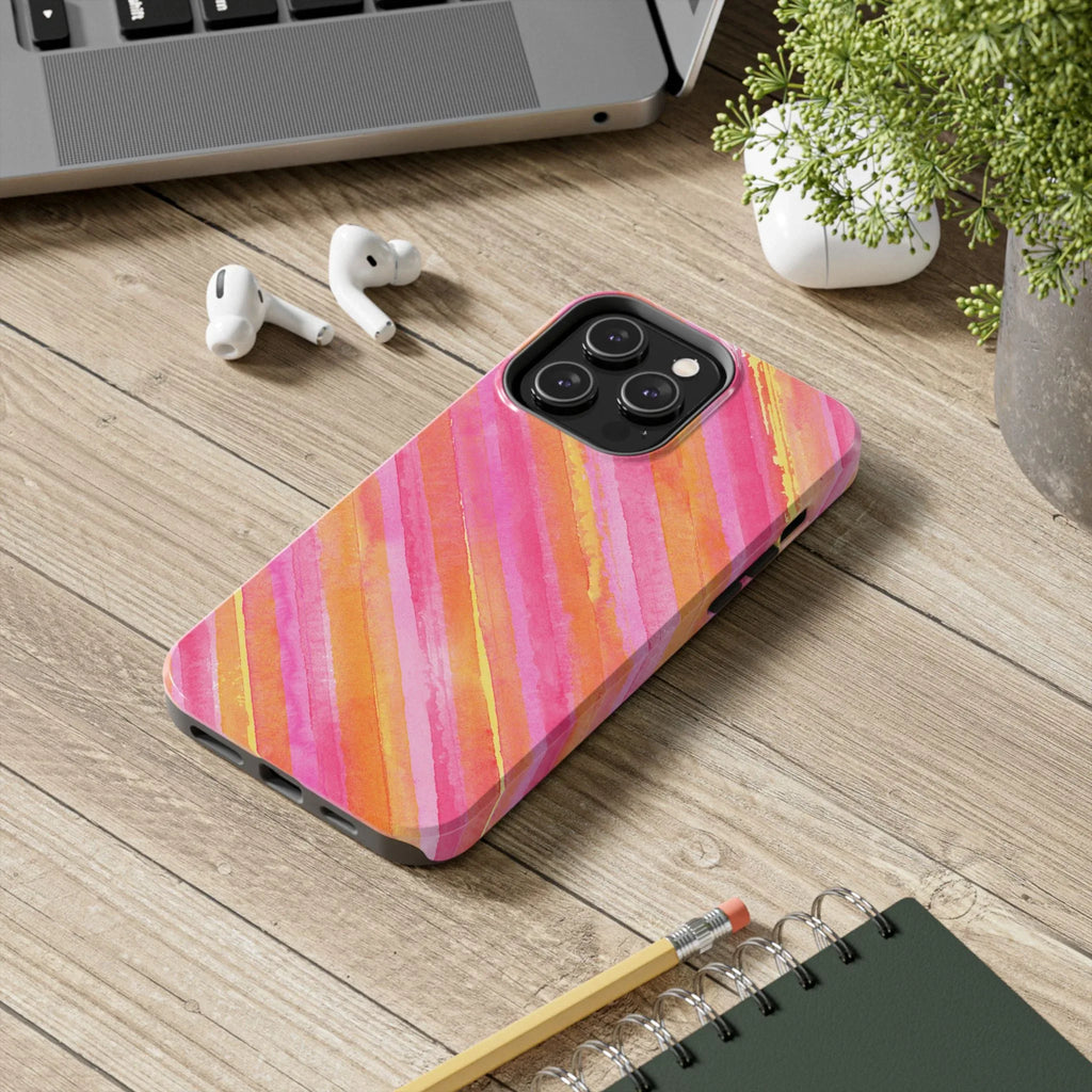 Pink Lemon Stripes Phone Case (Apple & Android) - Pink Sweetheart