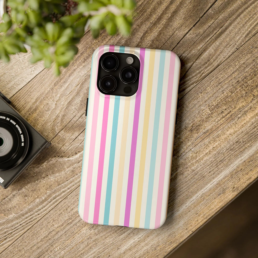 Pastel Candy Stripes Phone Cases (Apple & Android) - Pink Sweetheart
