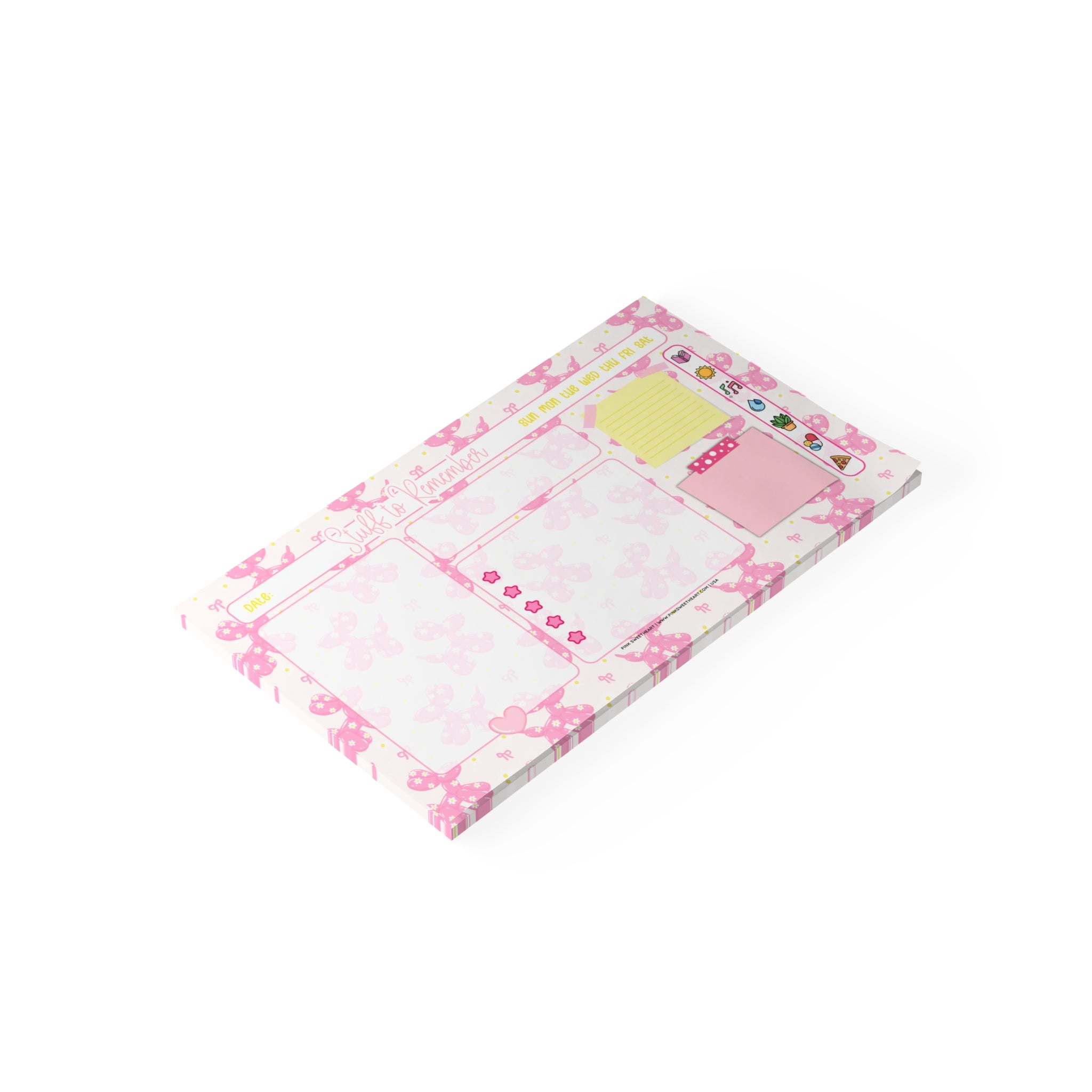 Pink Balloon Puppy Sticky Note Pad