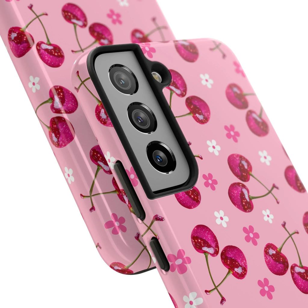 Pink Cherry Sparkle Pattern Tough Phone Case (Apple & Android) - Pink Sweetheart