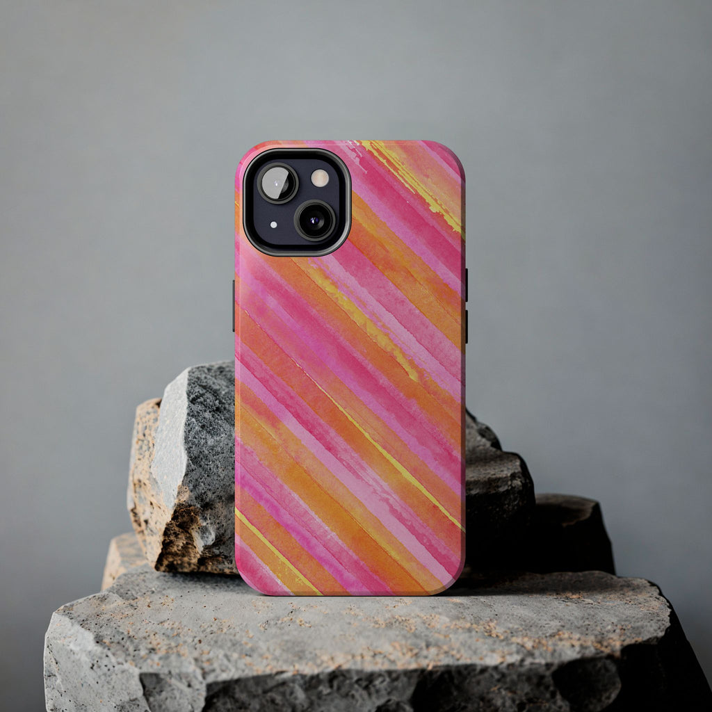 Pink Lemon Stripes Phone Case (Apple & Android)