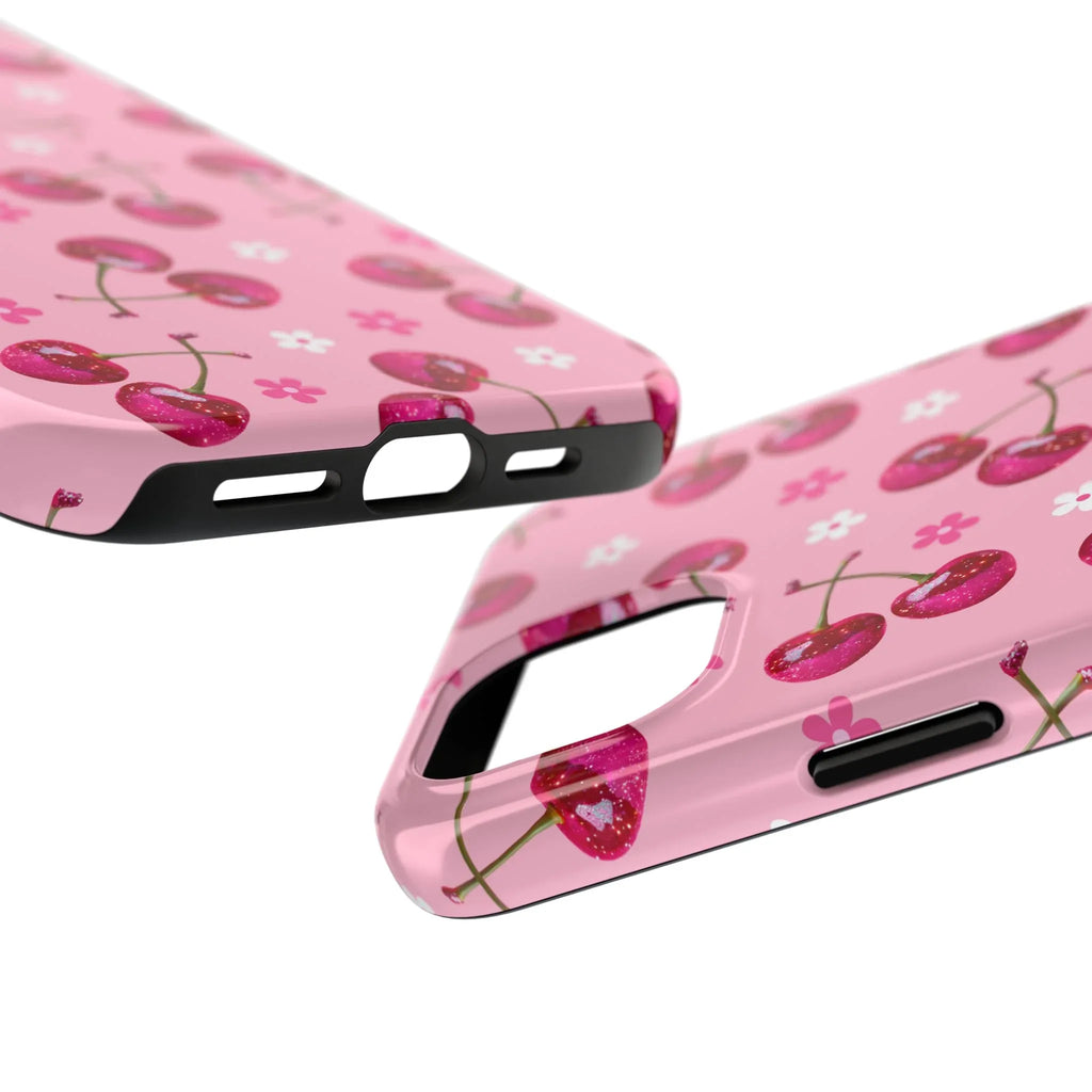 Pink Cherry Sparkle Pattern Tough Phone Case (Apple & Android) - Pink Sweetheart