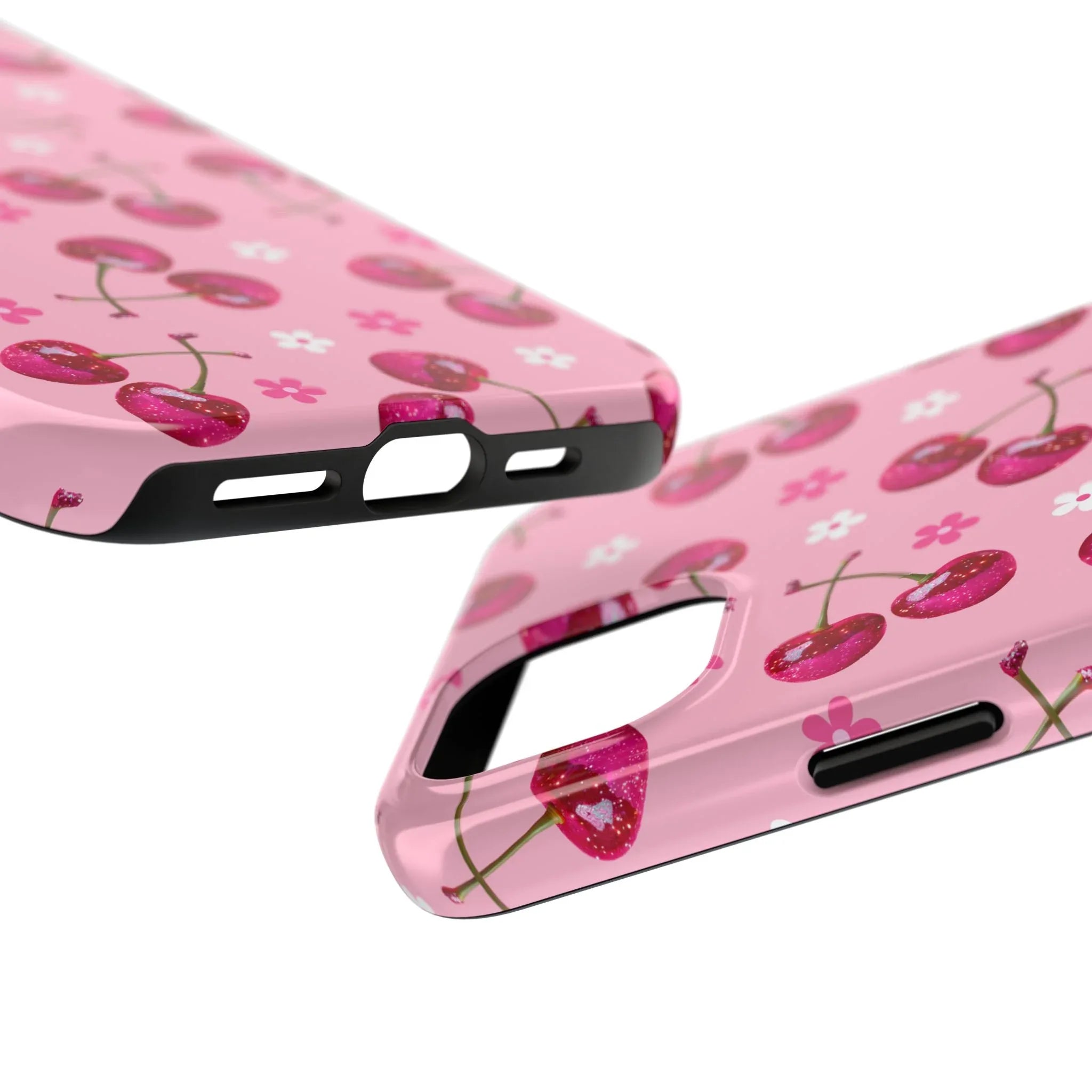 Pink Cherry Sparkle Pattern Tough Phone Case (Apple & Android) - Pink Sweetheart