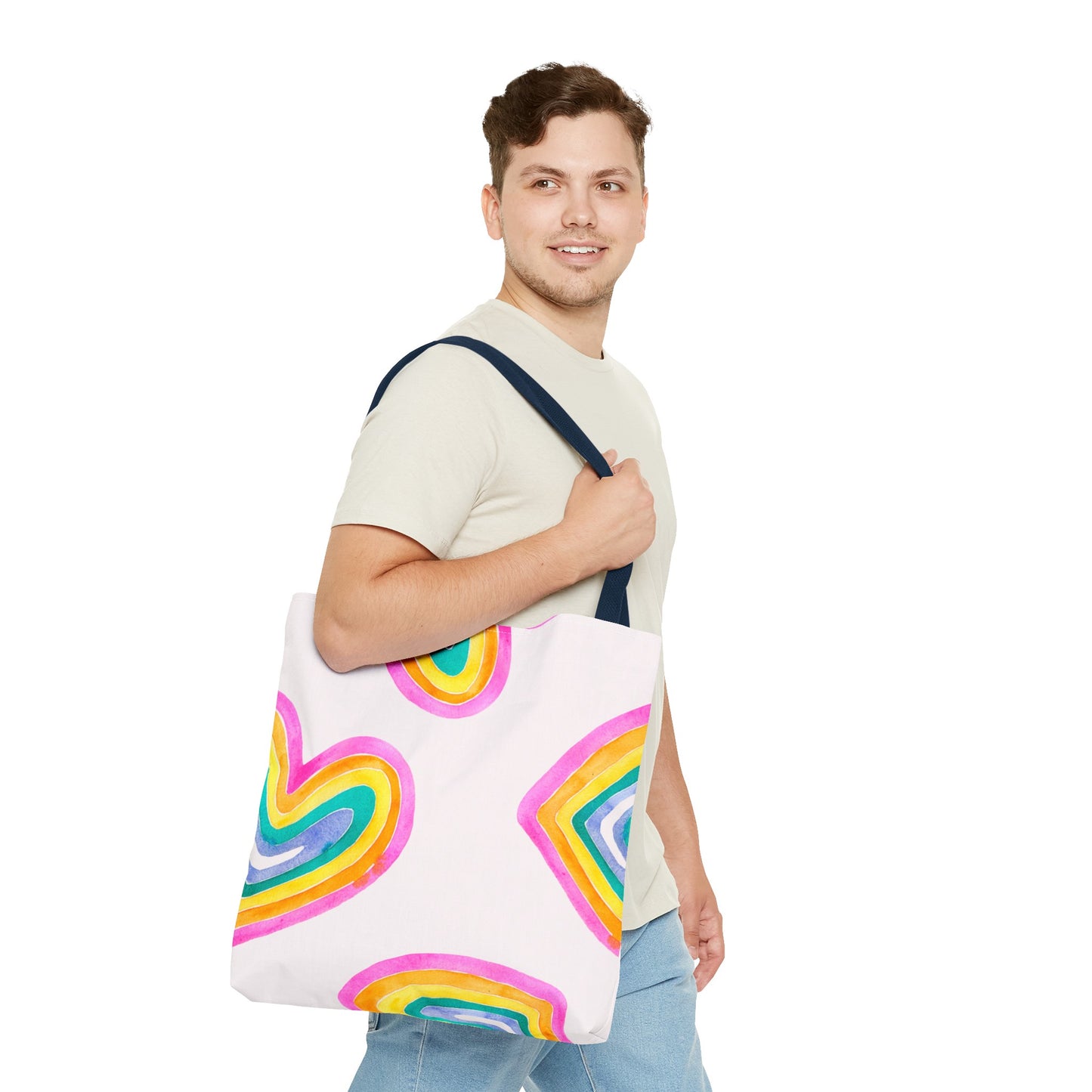 Rainbow Hearts Tote Bag