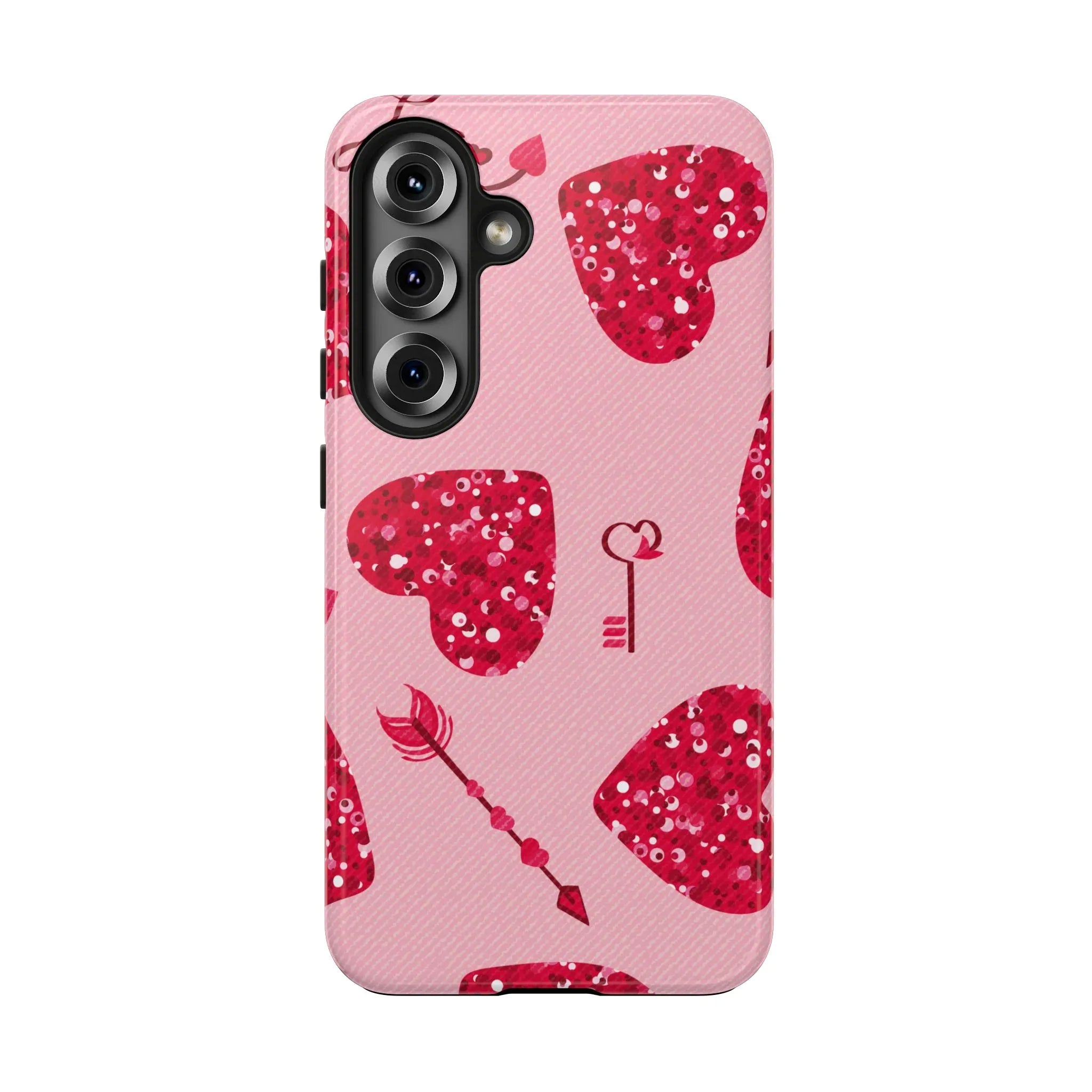 Sparkling Red Hearts Phone Case (Apple & Android) - Pink Sweetheart