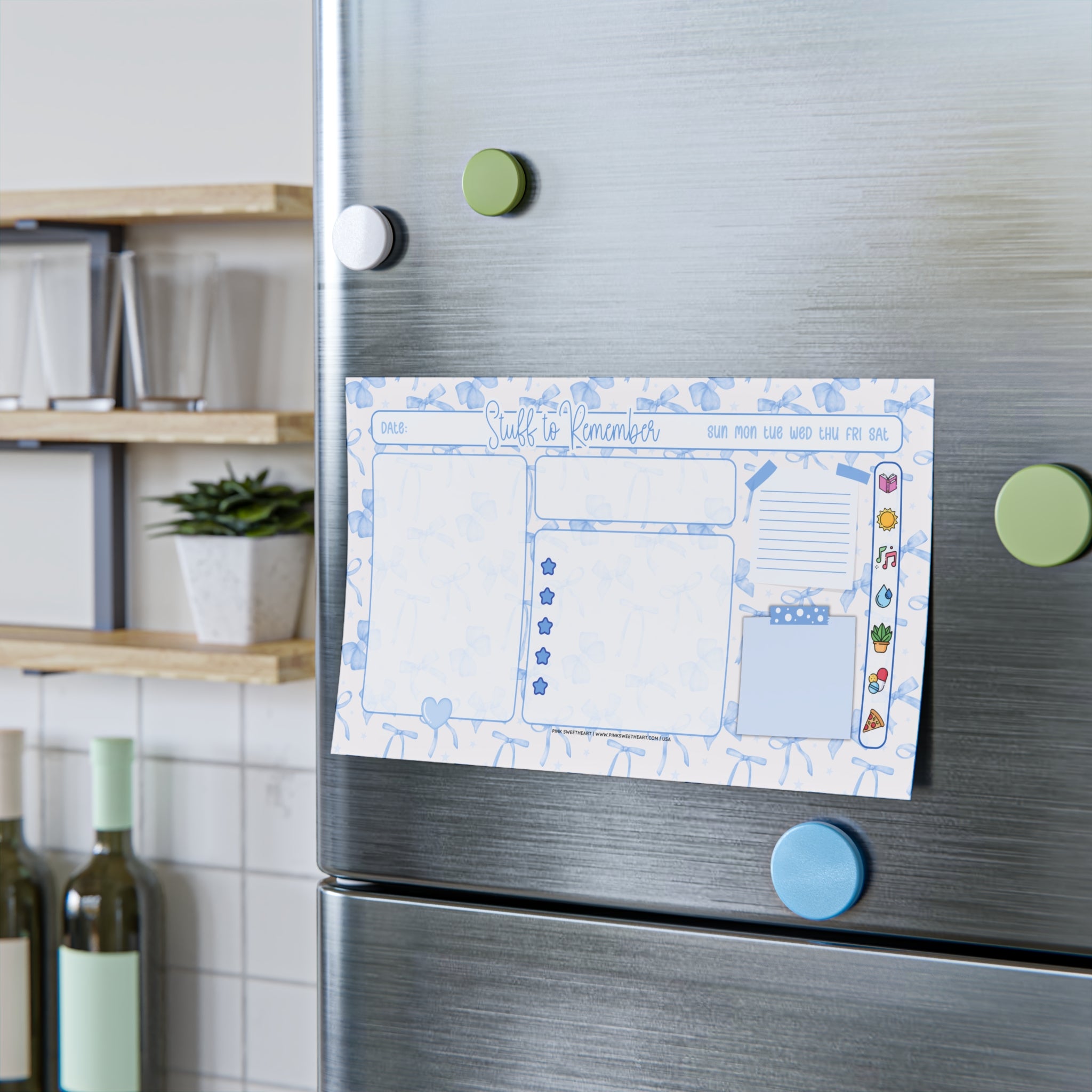 Blue Bow Ribbons Sticky Note Pad