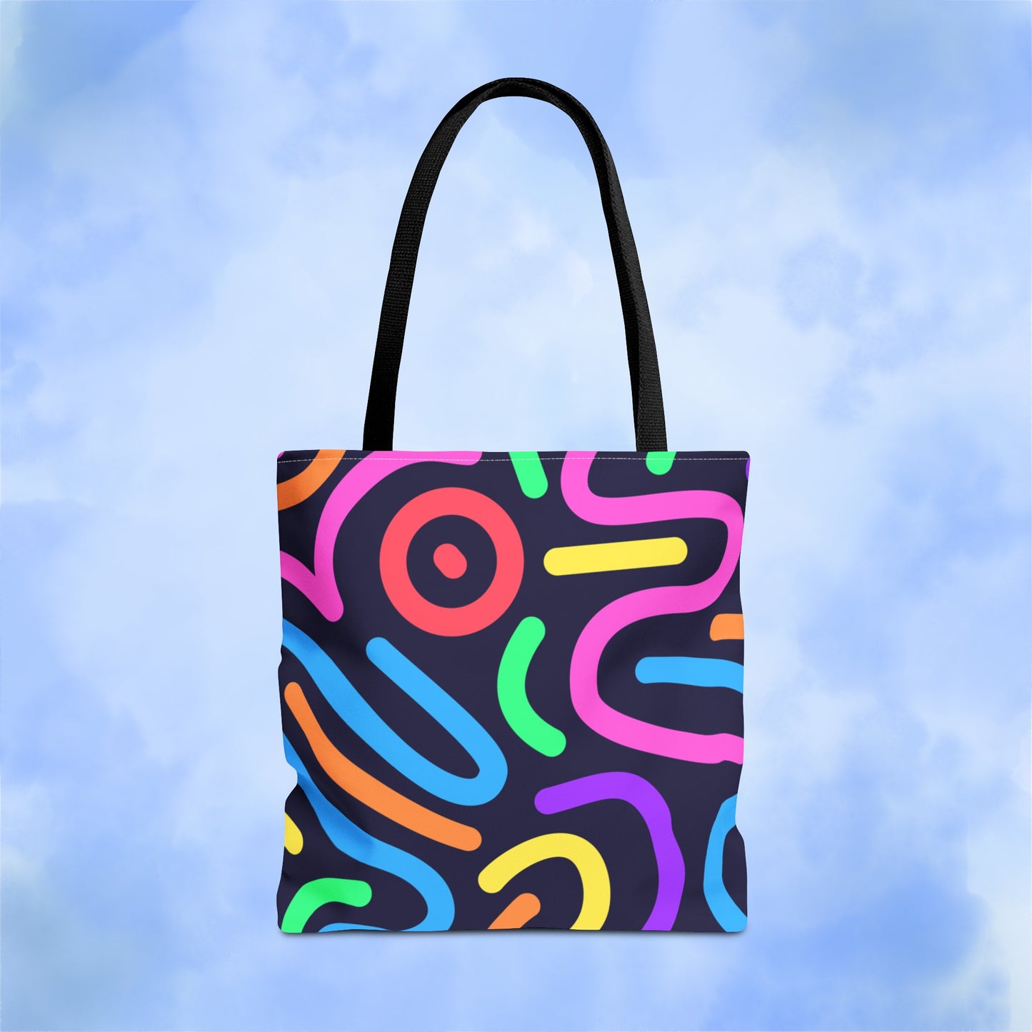 Neon Doodle Swirls Tote Bag