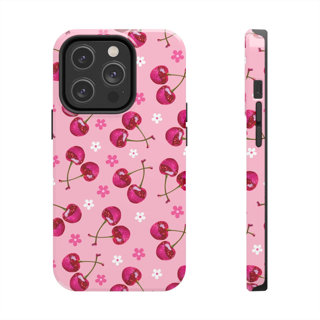 Pink Cherry Sparkle Pattern Tough Phone Case (Apple & Android) - Pink Sweetheart