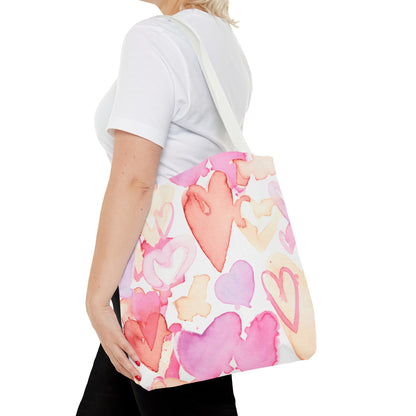 Watercolor Valentine Hearts Tote Bag