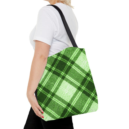 Lush Green Plaid Tote Bag