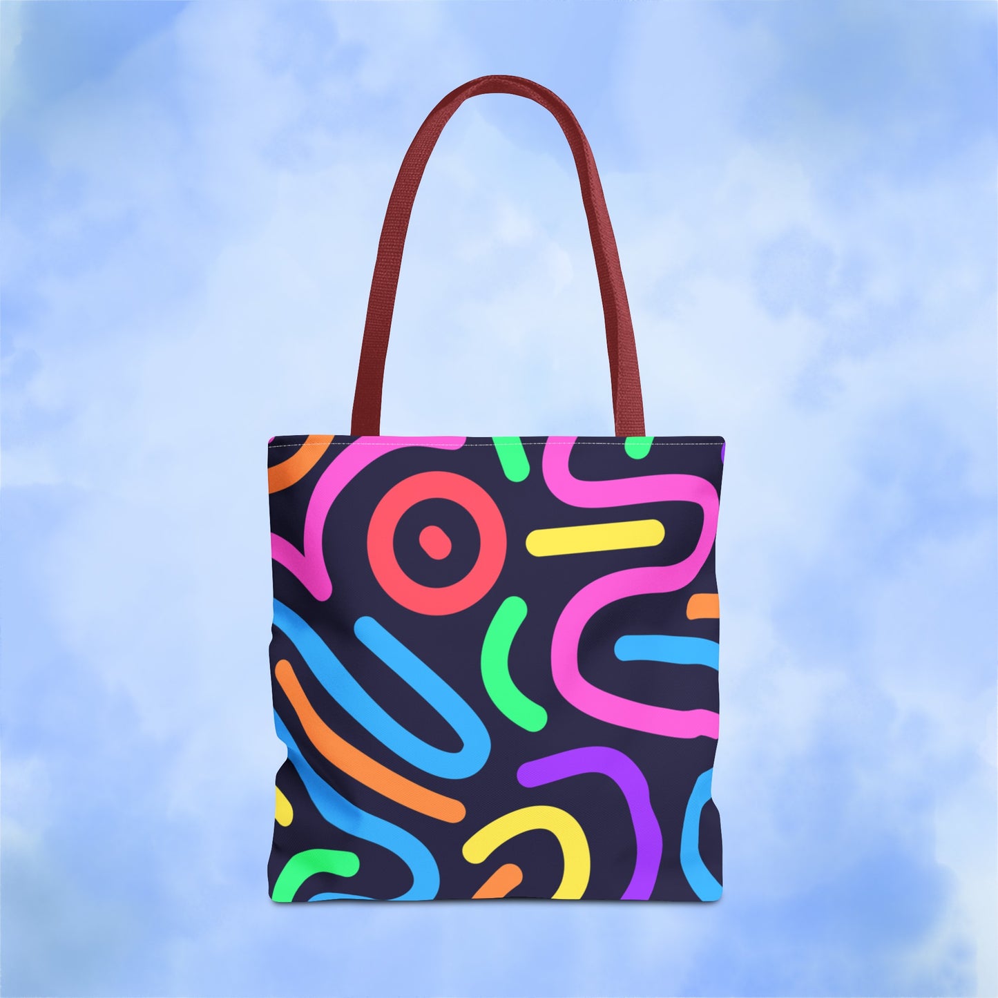 Neon Doodle Swirls Tote Bag