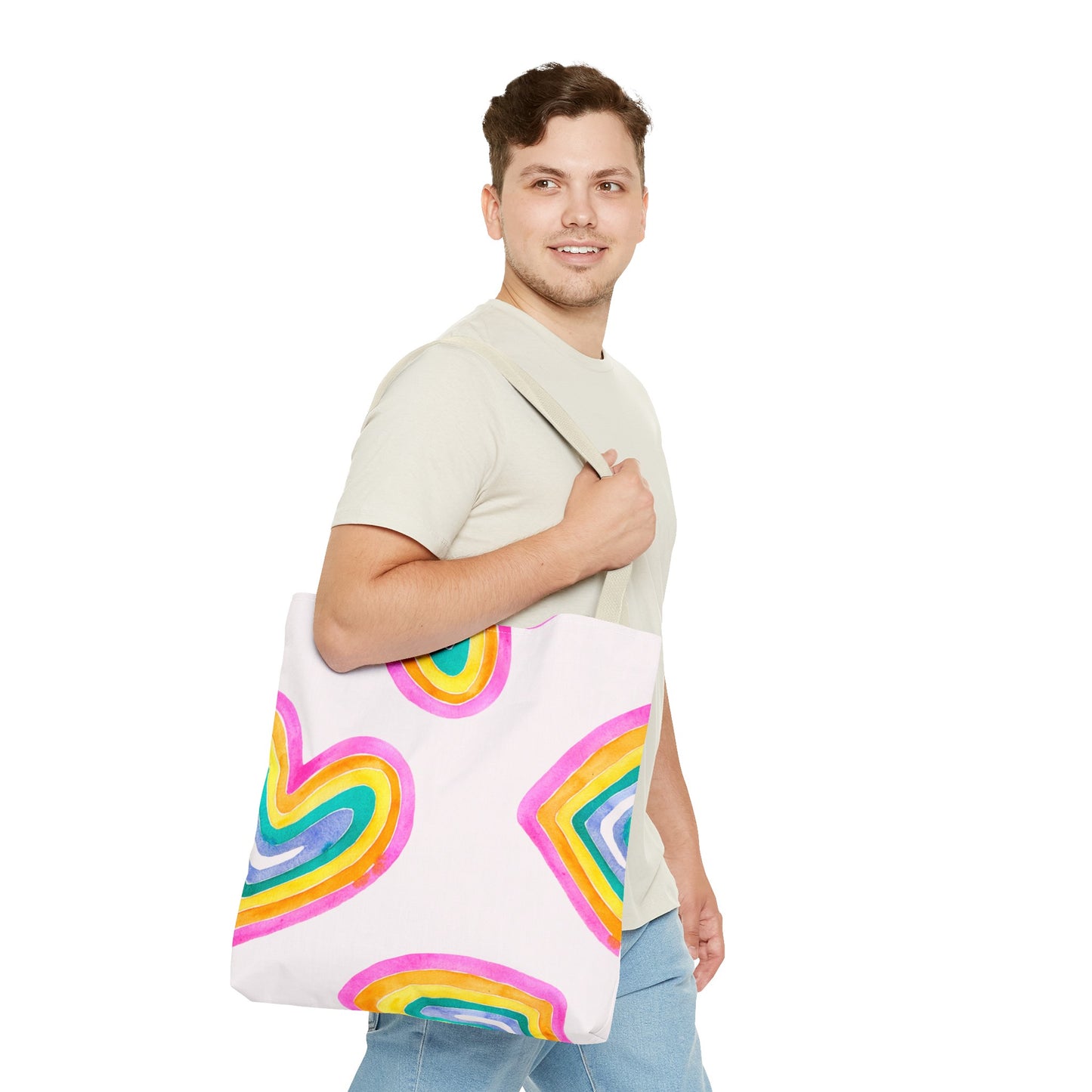 Rainbow Hearts Tote Bag