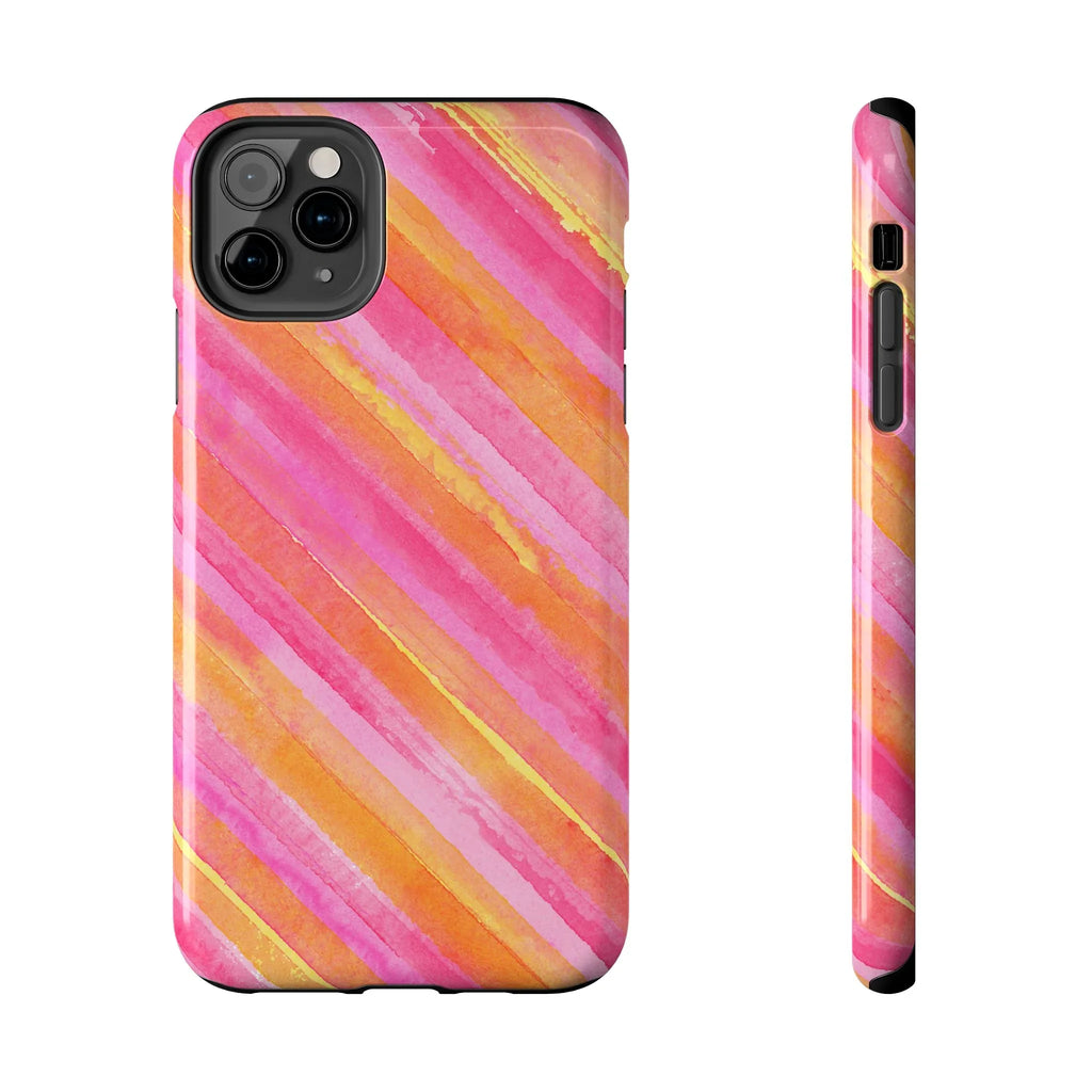 Pink Lemon Stripes Phone Case (Apple & Android) - Pink Sweetheart