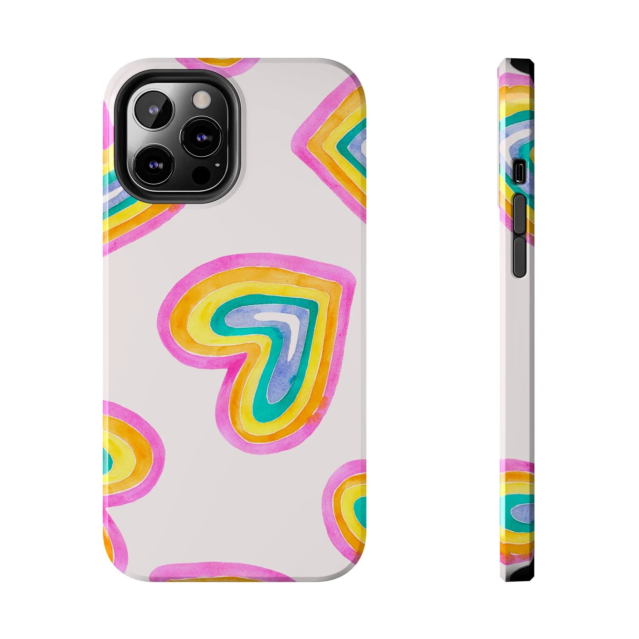 Rainbow Hearts Phone Case (Apple & Android) - Pink Sweetheart