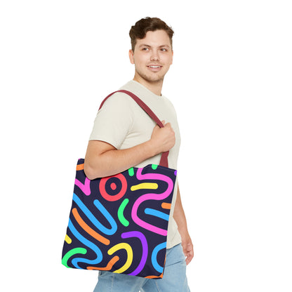 Neon Doodle Swirls Tote Bag