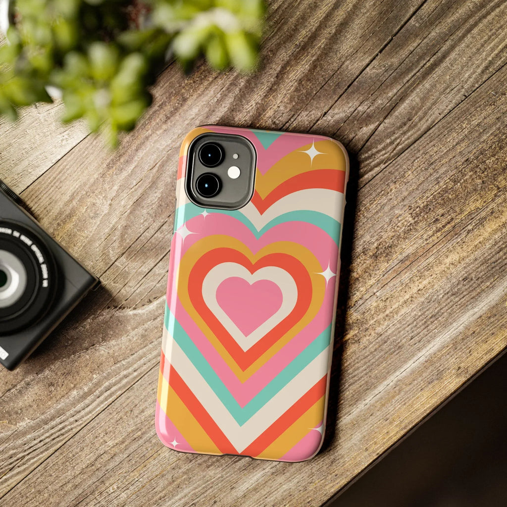 Psychedelic Hearts Phone Case (Apple & Android) - Pink Sweetheart