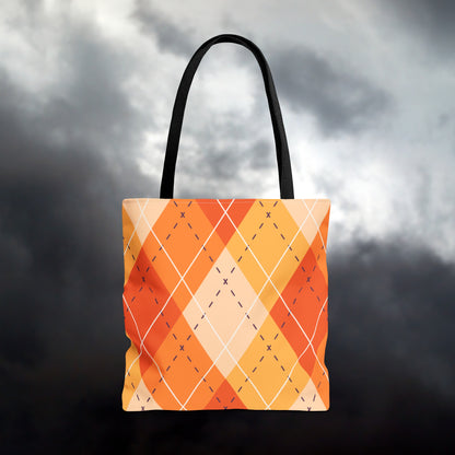 Orange Argyle Halloween Tote Bag