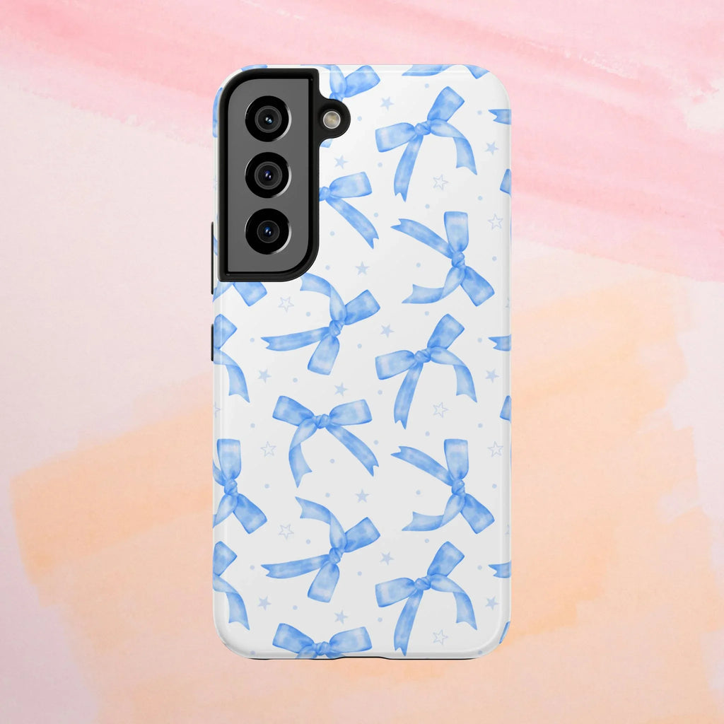 Lacey Baby Blue Ribbons Phone Case (Apple & Android) - Pink Sweetheart