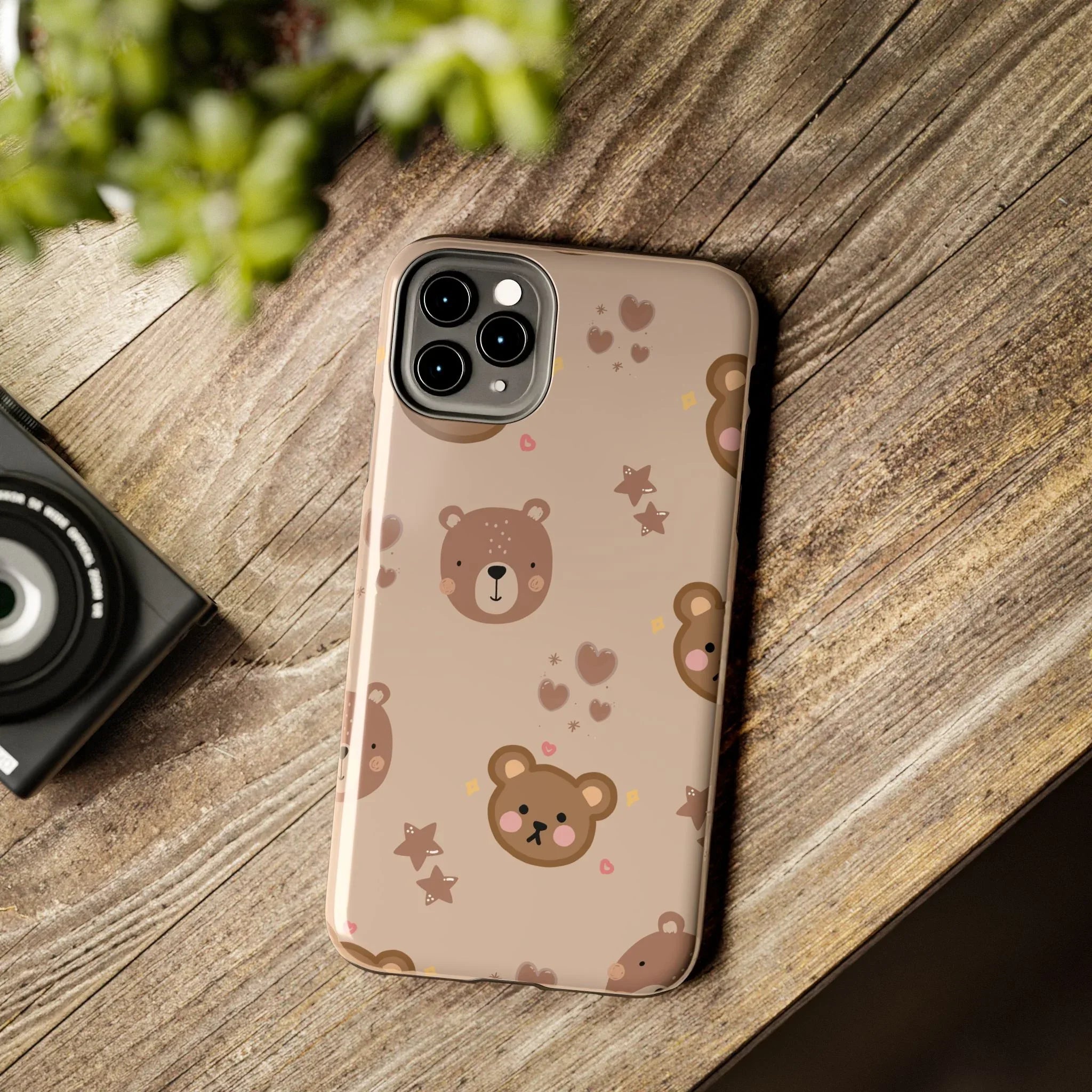 Boho Brown Bear Phone Case (Apple & Android) - Pink Sweetheart