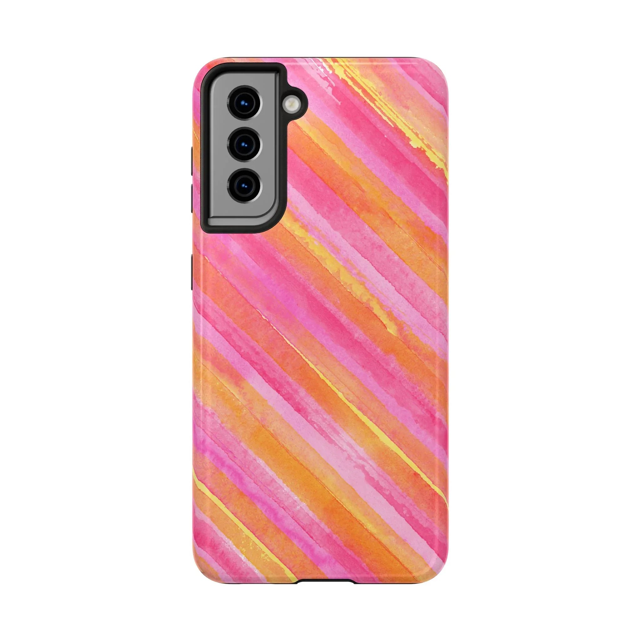 Pink Lemon Stripes Phone Case (Apple & Android) - Pink Sweetheart