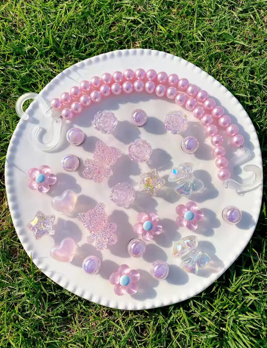 Pink Sakura Sugarplum Clog Charms Set