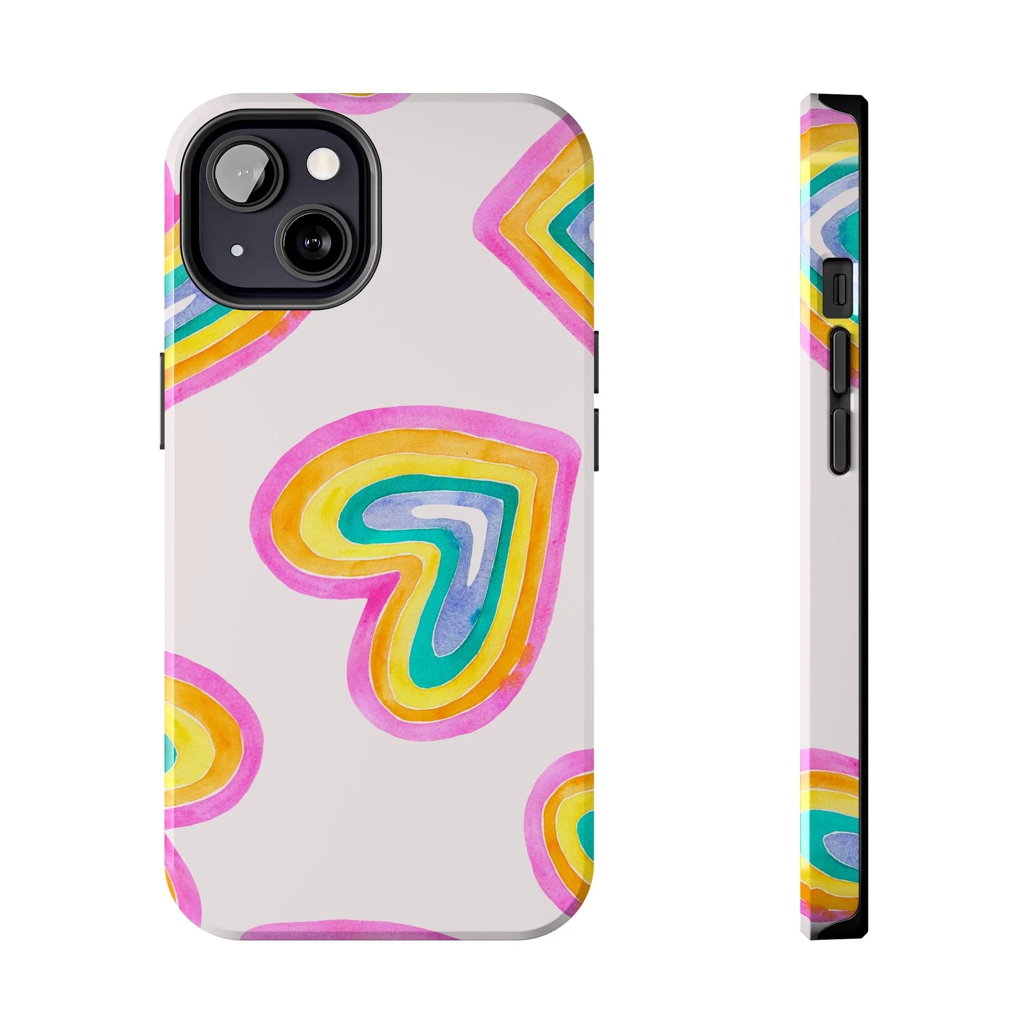 Rainbow Hearts Phone Case (Apple & Android) - Pink Sweetheart