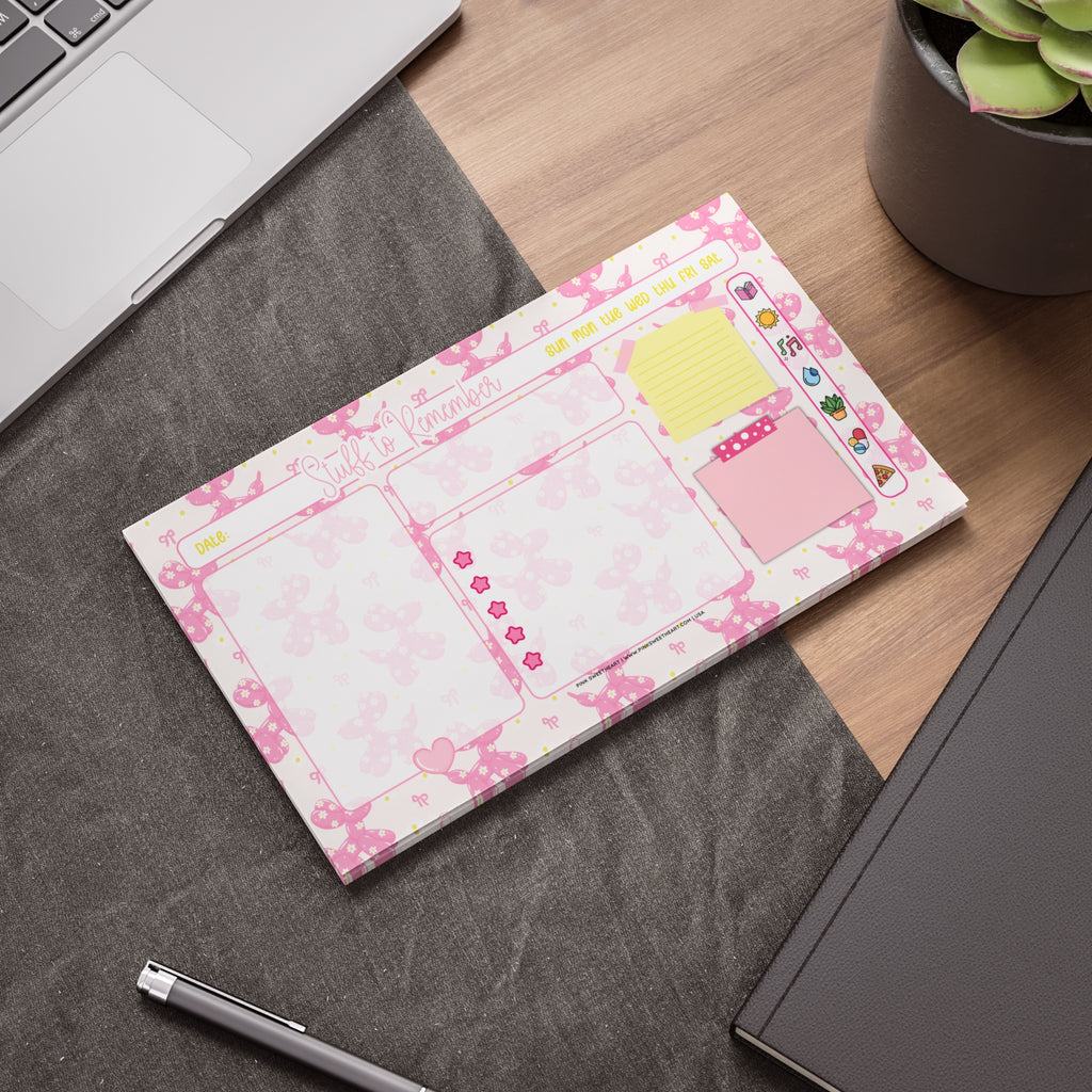 Pink Balloon Puppy Sticky Note Pad