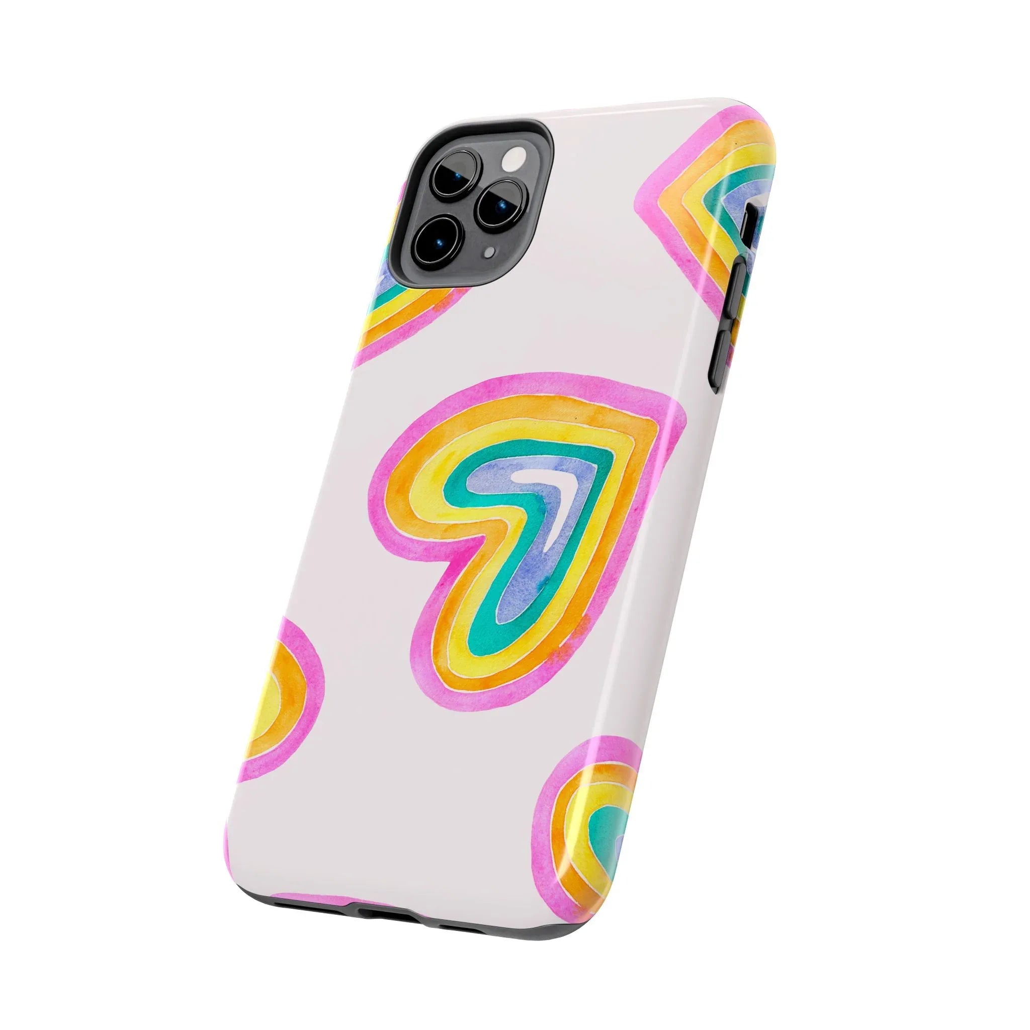 Rainbow Hearts Phone Case (Apple & Android) - Pink Sweetheart