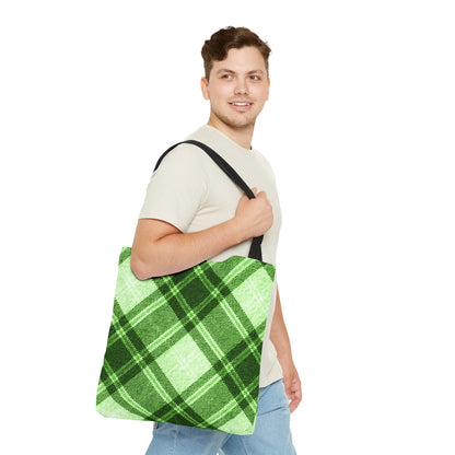 Lush Green Plaid Tote Bag