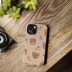 Boho Brown Bear Phone Case (Apple & Android) - Pink Sweetheart