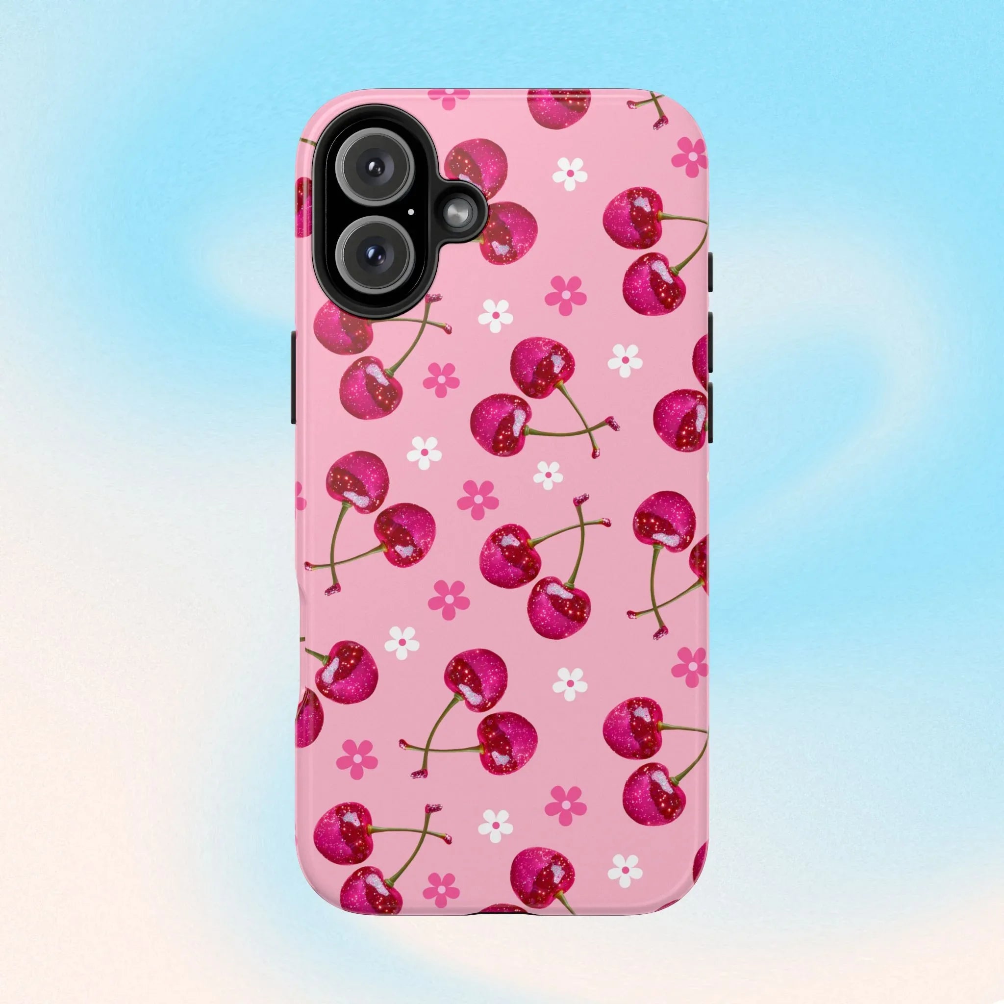 Pink Cherry Sparkle Pattern Tough Phone Case (Apple & Android) - Pink Sweetheart
