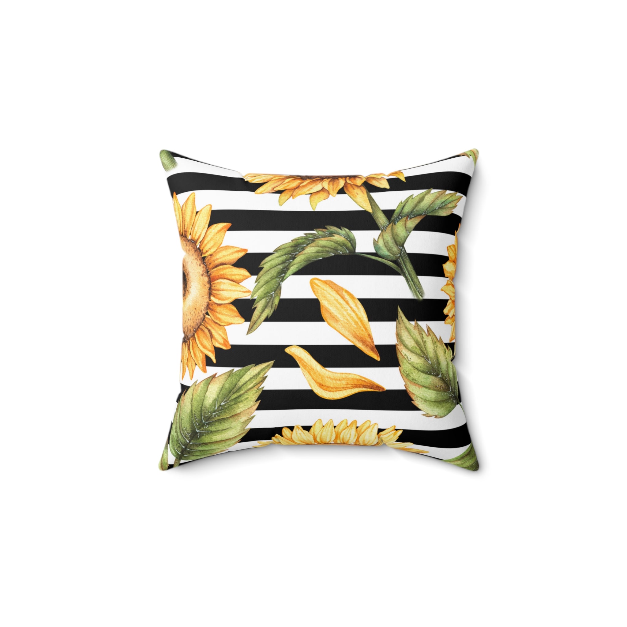 Stripes & Sunflowers Square Pillow