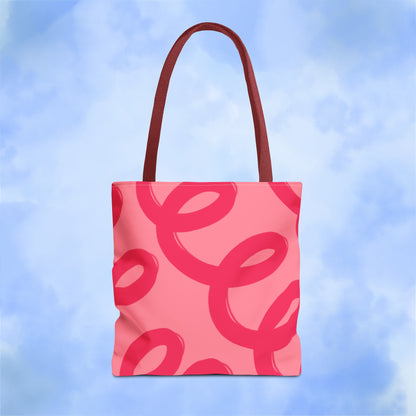 Red Spiral Loops Tote Bag