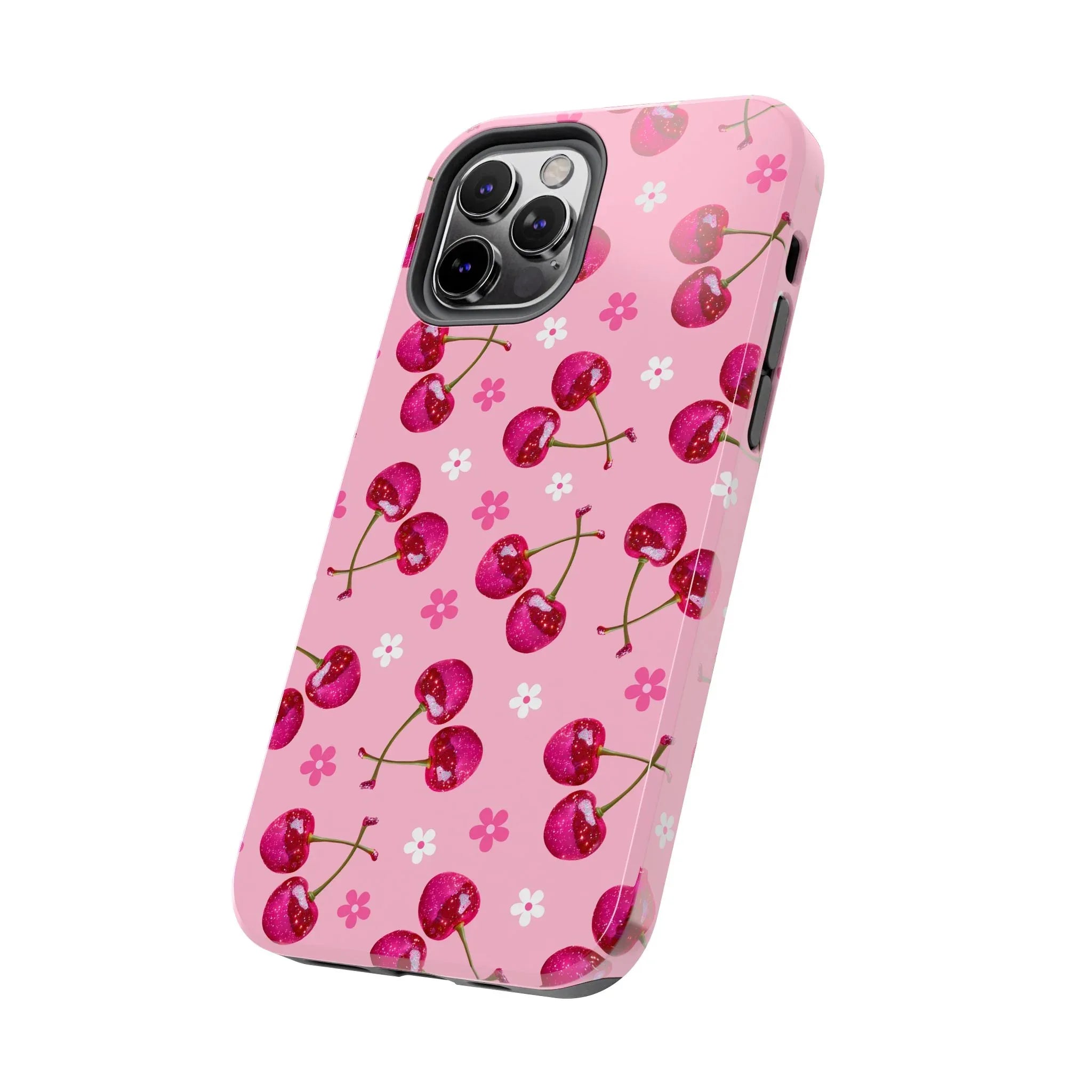 Pink Cherry Sparkle Pattern Tough Phone Case (Apple & Android) - Pink Sweetheart