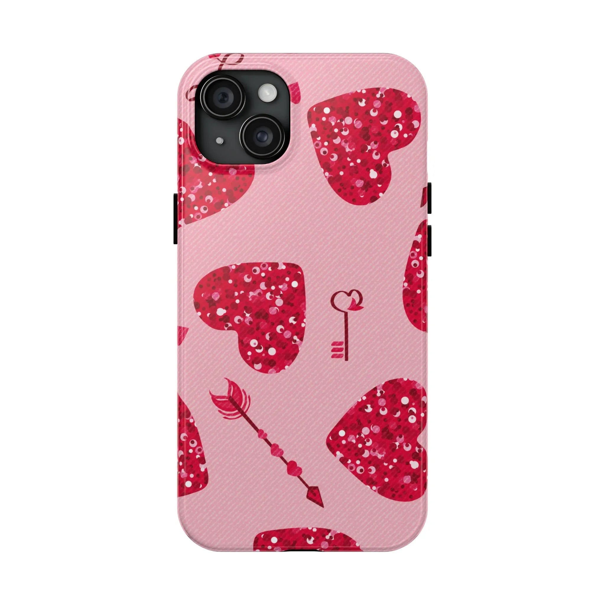 Sparkling Red Hearts Phone Case (Apple & Android) - Pink Sweetheart