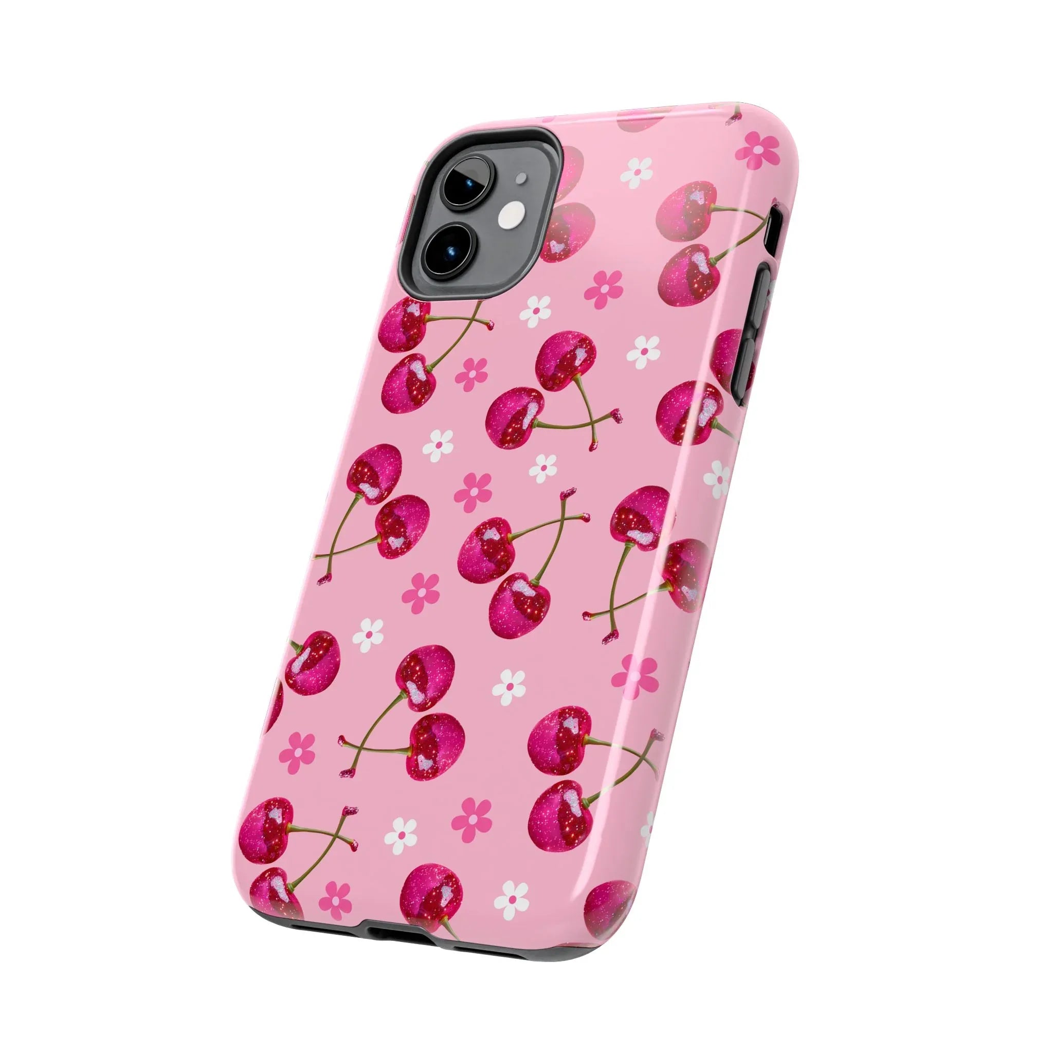 Pink Cherry Sparkle Pattern Tough Phone Case (Apple & Android) - Pink Sweetheart