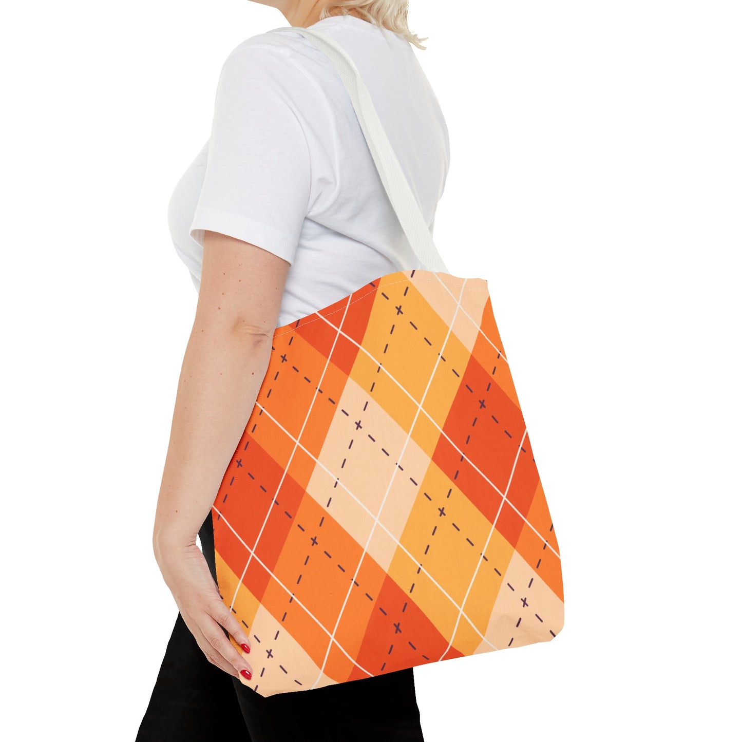 Orange Argyle Halloween Tote Bag