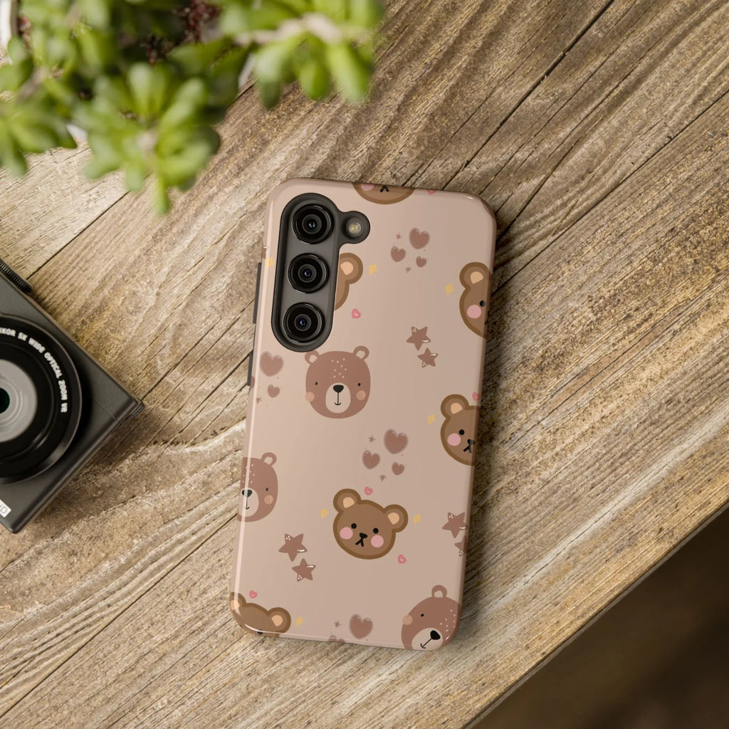 Boho Brown Bear Phone Case (Apple & Android) - Pink Sweetheart