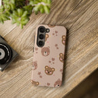 Boho Brown Bear Phone Case (Apple & Android) - Pink Sweetheart