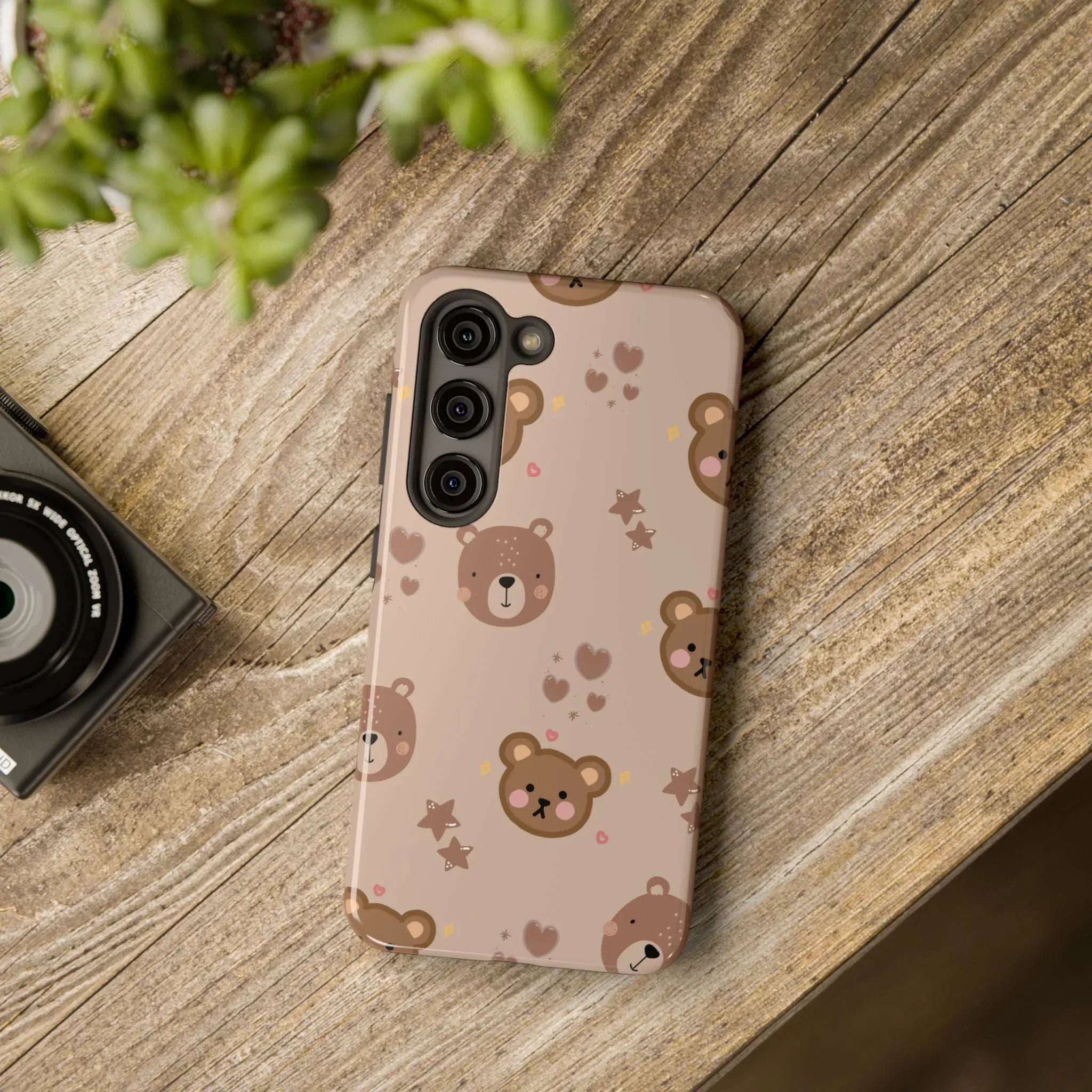 Boho Brown Bear Phone Case (Apple & Android) - Pink Sweetheart