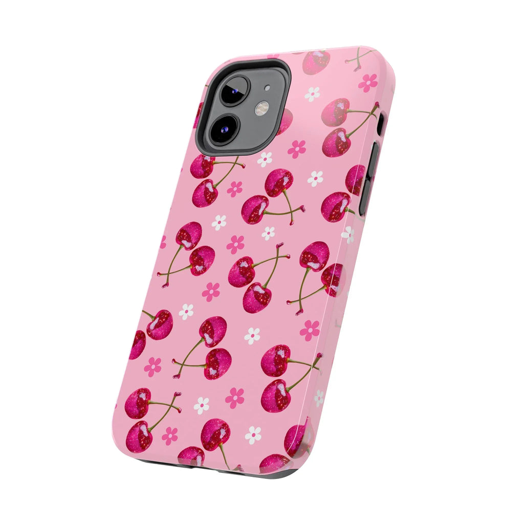 Pink Cherry Sparkle Pattern Tough Phone Case (Apple & Android) - Pink Sweetheart