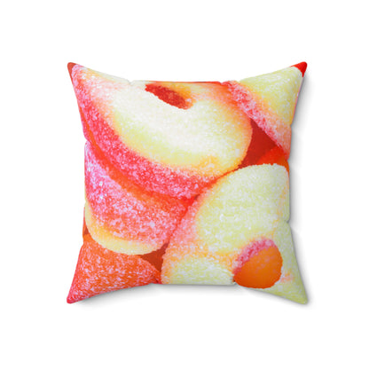 Sweet Peach Candy Rings Square Pillow