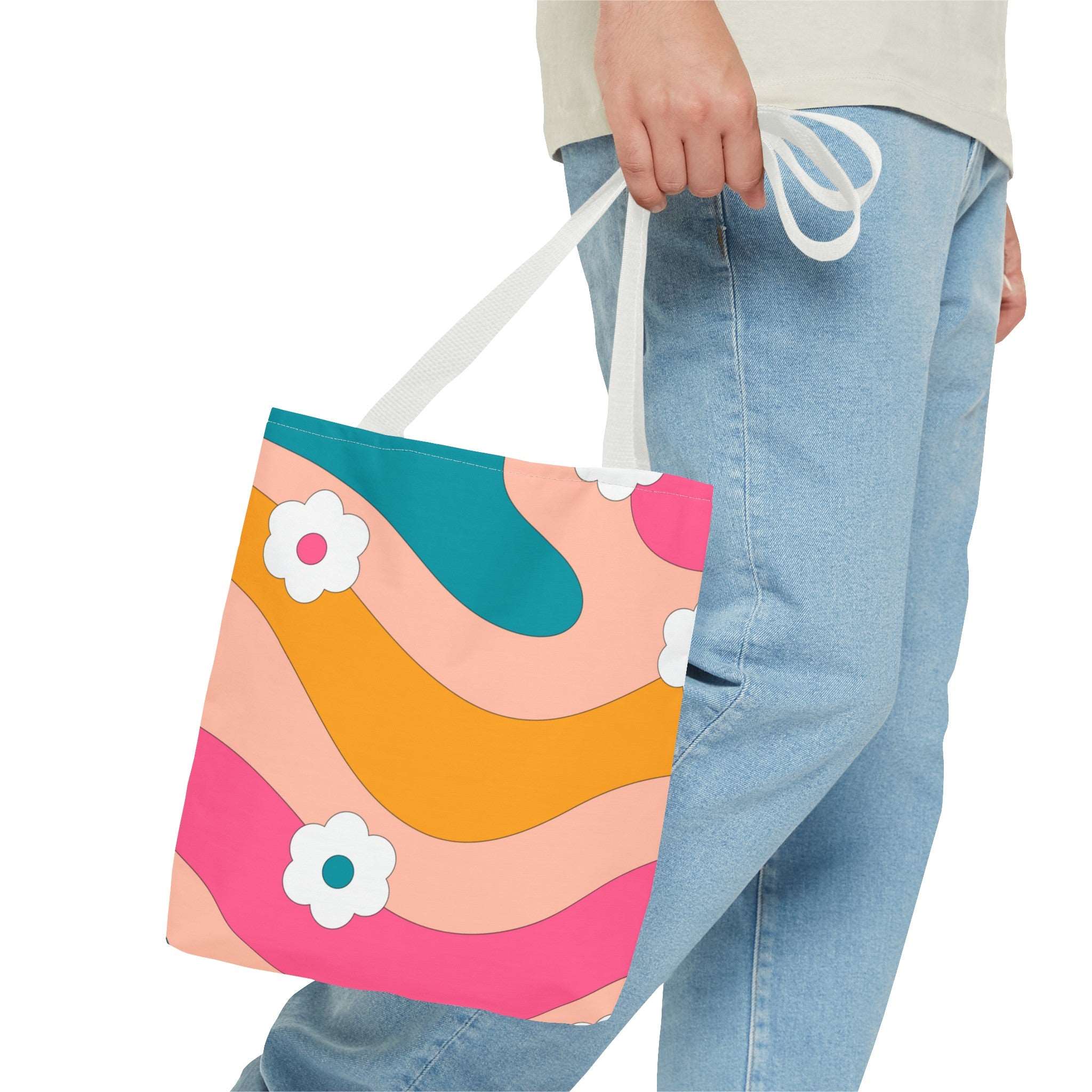 70s Floral Retro Aesthetic Tote Bag