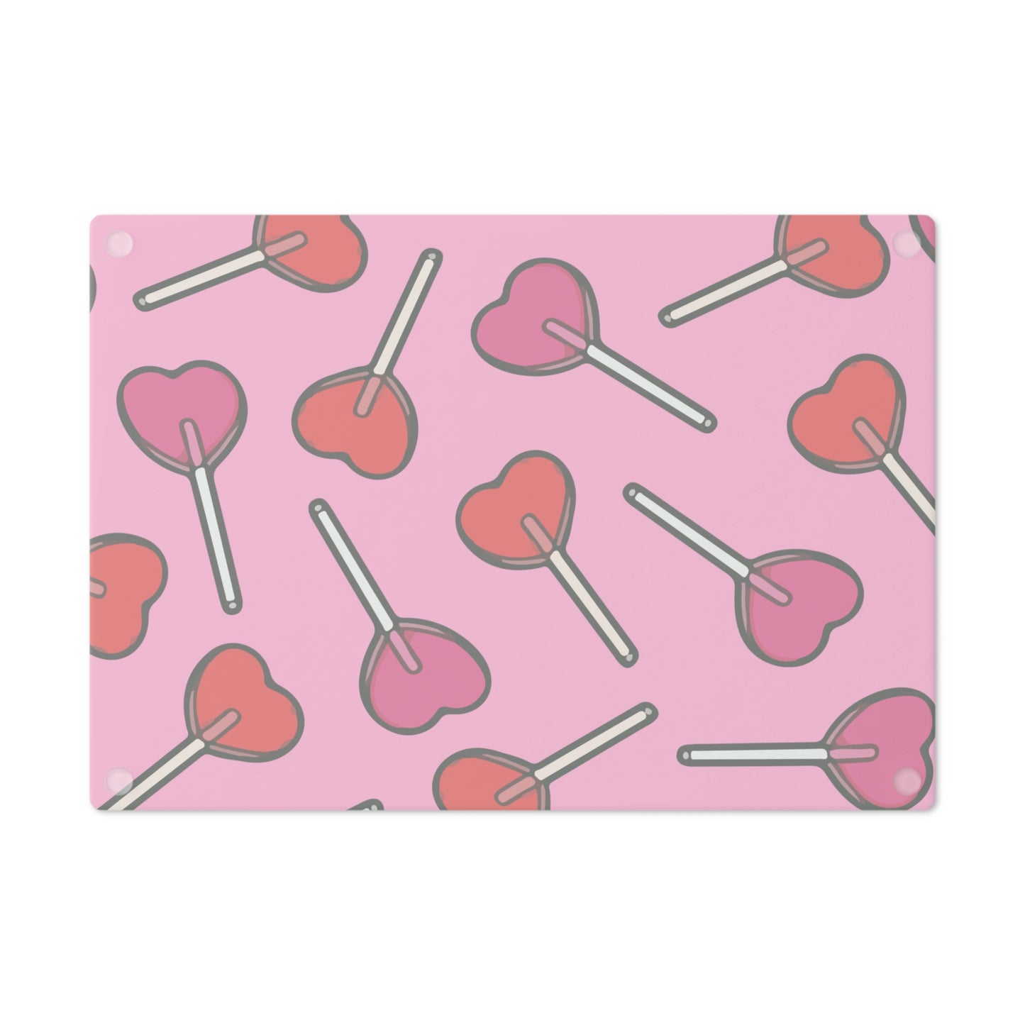 Heart Lollipops Glass Cutting Board