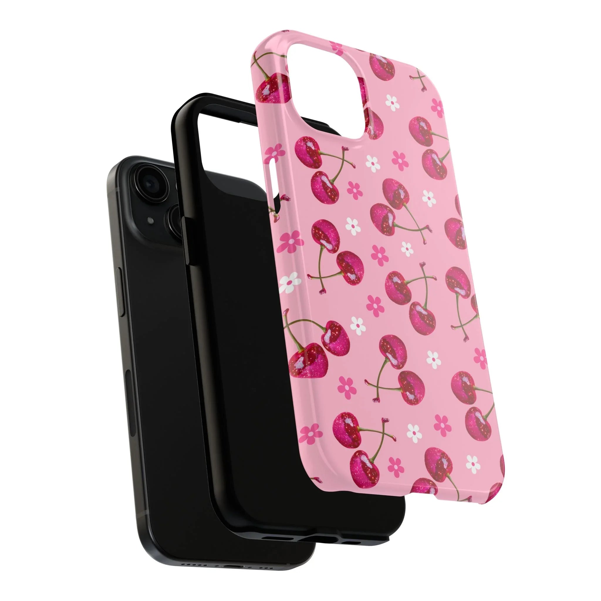 Pink Cherry Sparkle Pattern Tough Phone Case (Apple & Android) - Pink Sweetheart