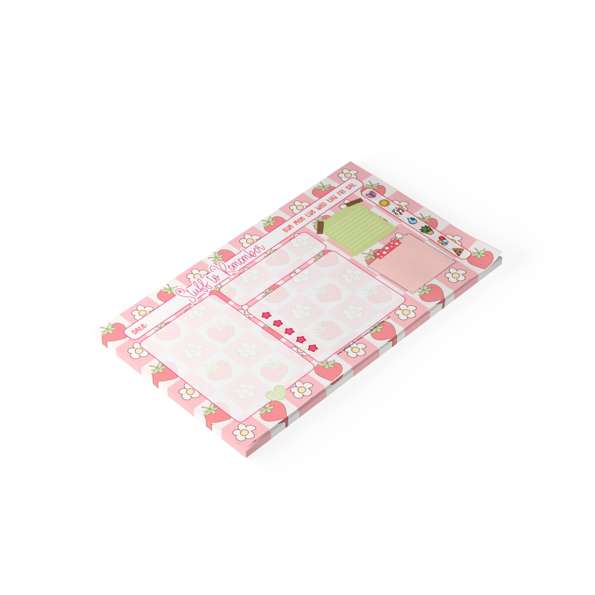 Summer Strawberry Floral Sticky Note Pad