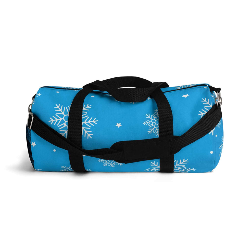 Blue Snowflake Winter Duffel Bag