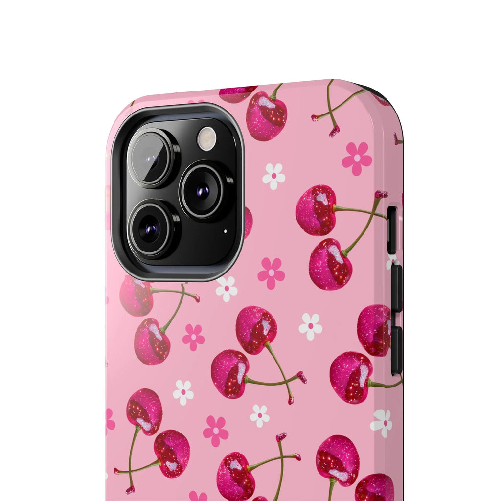 Pink Cherry Sparkle Pattern Tough Phone Case (Apple & Android) - Pink Sweetheart