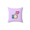 Social Media Thumbs Up Square Pillow - Lilac - Pink Sweetheart